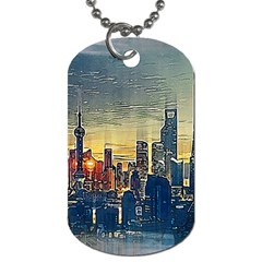 City Metro Pole Buildings Dog Tag (one Side) by Pakrebo