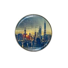 City Metro Pole Buildings Hat Clip Ball Marker (4 Pack) by Pakrebo