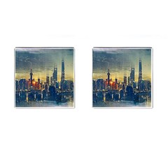 City Metro Pole Buildings Cufflinks (square) by Pakrebo