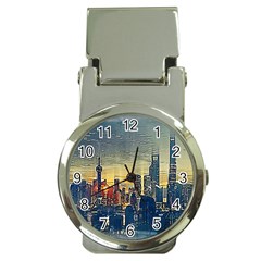 City Metro Pole Buildings Money Clip Watches by Pakrebo