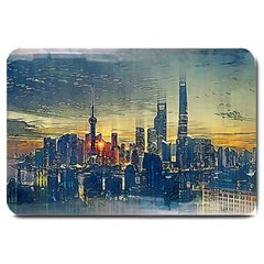 City Metro Pole Buildings Large Doormat  by Pakrebo