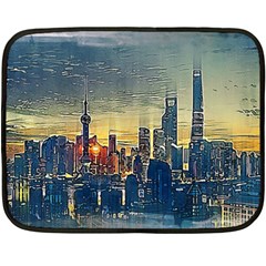 City Metro Pole Buildings Fleece Blanket (mini) by Pakrebo