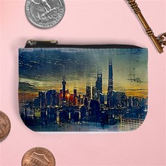 City Metro Pole Buildings Mini Coin Purse by Pakrebo