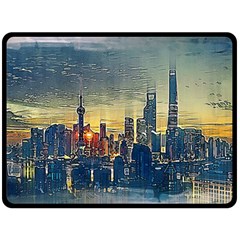 City Metro Pole Buildings Fleece Blanket (large)  by Pakrebo