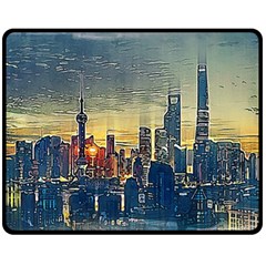 City Metro Pole Buildings Fleece Blanket (medium)  by Pakrebo