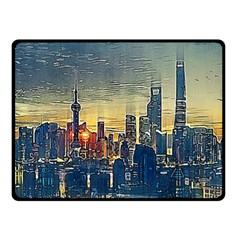 City Metro Pole Buildings Fleece Blanket (small) by Pakrebo