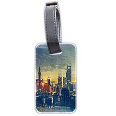 City Metro Pole Buildings Luggage Tag (two Sides) by Pakrebo