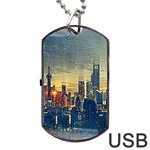 City Metro Pole Buildings Dog Tag USB Flash (Two Sides) Front