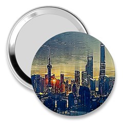 City Metro Pole Buildings 3  Handbag Mirrors by Pakrebo