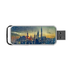 City Metro Pole Buildings Portable Usb Flash (one Side) by Pakrebo