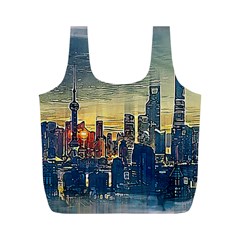 City Metro Pole Buildings Full Print Recycle Bag (m) by Pakrebo