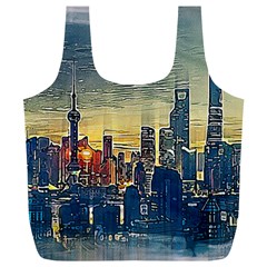 City Metro Pole Buildings Full Print Recycle Bag (xl) by Pakrebo