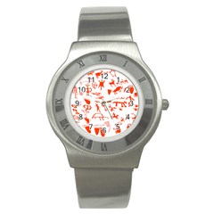 Petroglyph Art Symbols Art Rock Stainless Steel Watch by Pakrebo