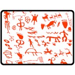 Petroglyph Art Symbols Art Rock Fleece Blanket (Large)  80 x60  Blanket Front