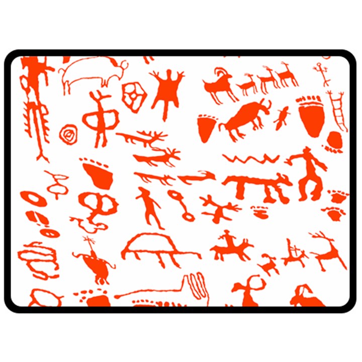 Petroglyph Art Symbols Art Rock Fleece Blanket (Large) 