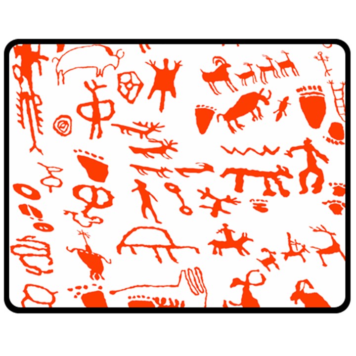 Petroglyph Art Symbols Art Rock Double Sided Fleece Blanket (Medium) 