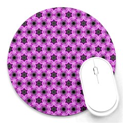 Background Wallpaper Pattern Pink Black Round Mousepads by Pakrebo