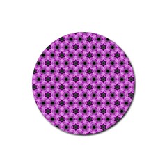 Background Wallpaper Pattern Pink Black Rubber Round Coaster (4 Pack)  by Pakrebo