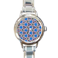 Pattern Sequence Motif Design Plan Floral Round Italian Charm Watch by Pakrebo