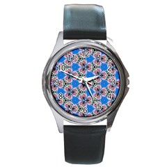 Pattern Sequence Motif Design Plan Floral Round Metal Watch by Pakrebo