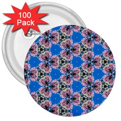 Pattern Sequence Motif Design Plan Floral 3  Buttons (100 Pack)  by Pakrebo