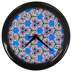 Pattern Sequence Motif Design Plan Floral Wall Clock (black) by Pakrebo