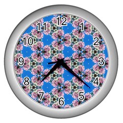 Pattern Sequence Motif Design Plan Floral Wall Clock (silver) by Pakrebo