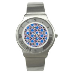 Pattern Sequence Motif Design Plan Floral Stainless Steel Watch by Pakrebo