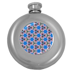 Pattern Sequence Motif Design Plan Floral Round Hip Flask (5 Oz) by Pakrebo