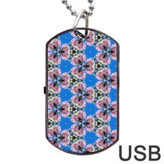 Pattern Sequence Motif Design Plan Floral Dog Tag Usb Flash (one Side) by Pakrebo