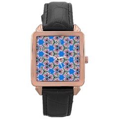 Pattern Sequence Motif Design Plan Floral Rose Gold Leather Watch  by Pakrebo