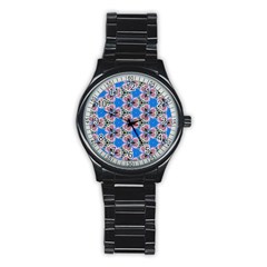 Pattern Sequence Motif Design Plan Floral Stainless Steel Round Watch by Pakrebo