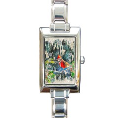 Texture Art Decoration Abstract Bird Nature Rectangle Italian Charm Watch