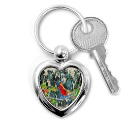 Texture Art Decoration Abstract Bird Nature Key Chain (heart) by Pakrebo