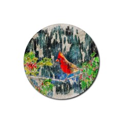 Texture Art Decoration Abstract Bird Nature Rubber Round Coaster (4 Pack)  by Pakrebo