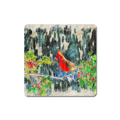 Texture Art Decoration Abstract Bird Nature Square Magnet