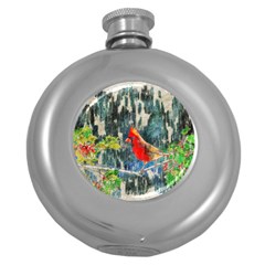 Texture Art Decoration Abstract Bird Nature Round Hip Flask (5 oz)