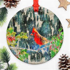 Texture Art Decoration Abstract Bird Nature Round Ornament (Two Sides)