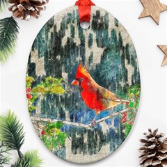 Texture Art Decoration Abstract Bird Nature Oval Ornament (Two Sides)