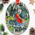 Texture Art Decoration Abstract Bird Nature Oval Ornament (Two Sides) Front