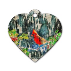 Texture Art Decoration Abstract Bird Nature Dog Tag Heart (One Side)