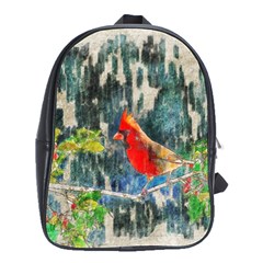 Texture Art Decoration Abstract Bird Nature School Bag (Large)