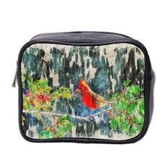 Texture Art Decoration Abstract Bird Nature Mini Toiletries Bag (Two Sides)