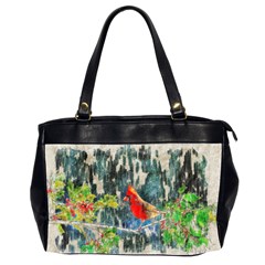 Texture Art Decoration Abstract Bird Nature Oversize Office Handbag (2 Sides)