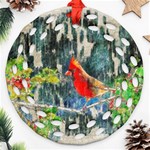 Texture Art Decoration Abstract Bird Nature Round Filigree Ornament (Two Sides) Front