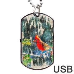 Texture Art Decoration Abstract Bird Nature Dog Tag Usb Flash (one Side) by Pakrebo