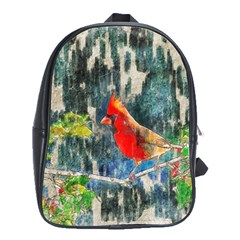 Texture Art Decoration Abstract Bird Nature School Bag (XL)