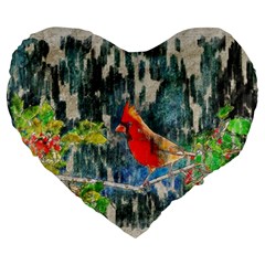 Texture Art Decoration Abstract Bird Nature Large 19  Premium Heart Shape Cushions