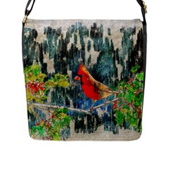 Texture Art Decoration Abstract Bird Nature Flap Closure Messenger Bag (L)