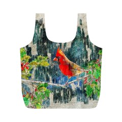 Texture Art Decoration Abstract Bird Nature Full Print Recycle Bag (M)